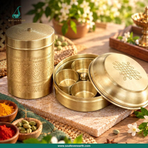 Royal Brass Masala & Spice Box with 4 Compartments