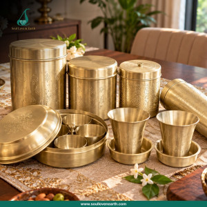 Royal Brass Kitchen Storage & Serving Set – 5 Containers with Cups