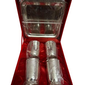 Elegant German Silver Glass Set – 4 Pieces
