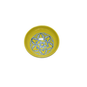 Blue Pottery Printed Bowl , (Size - L*B*H*D=11*11*4*4 Inch) , (Yellow)