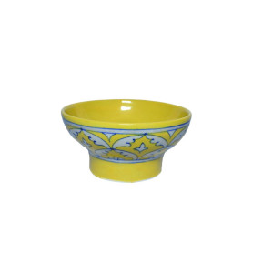 Blue Pottery Printed Bowl , (Size - L*B*H*D=11*11*4*4 Inch) , (Yellow)