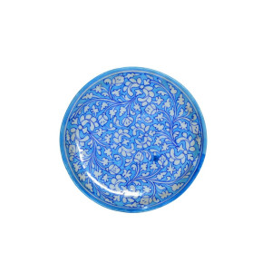 Blue Pottery Printed Plate Round , (Size - Diameter 10 Inch) , (Light Blue)