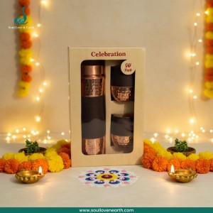 Premium Brown Copper Gift Set – Bottle & 2 Glasses