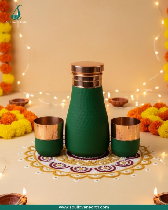 Green damru shape gift set