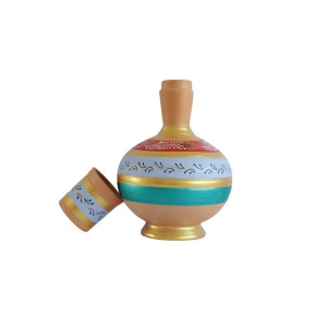 Handmade Printed Clay Surahi With a Glass (4L)