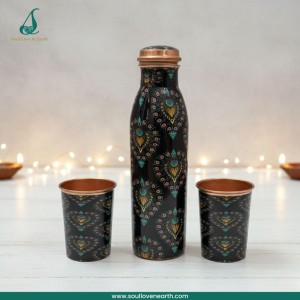 Meena Glass Bottle Set – Pure Copper