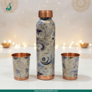Meena Glass Bottle Set – Pure Copper