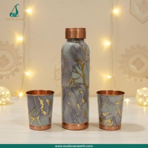 Meena Glass Bottle Set – Pure Copper