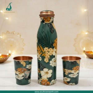 Meena Glass Bottle Set – Pure Copper