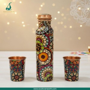 Meena Glass Bottle Set – Pure Copper