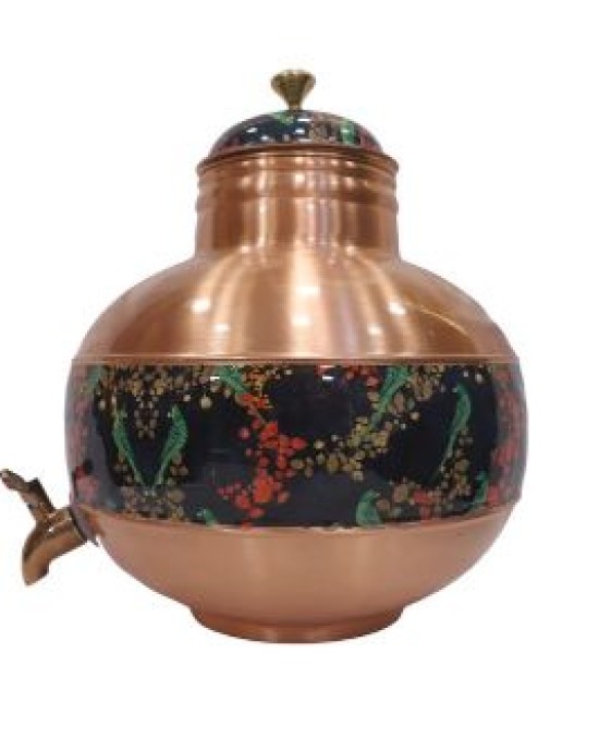 Pure Copper Pot with Meena Work and 12L Water Dispenser