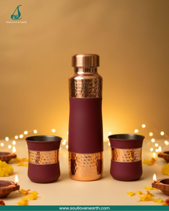 Red Mat Finish Gift Set  – Bottle & 2 Glasses