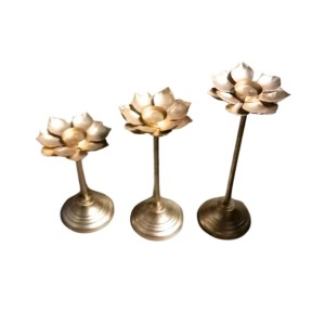 Standing Lotus Urli in Copper Polish – Pack of 3 (8 Inch)