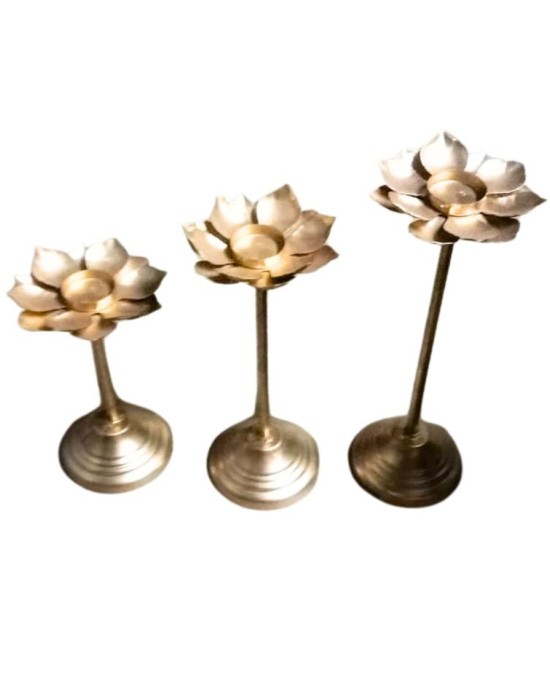 Standing Lotus Urli in Copper Polish – Pack of 3 (8 Inch)