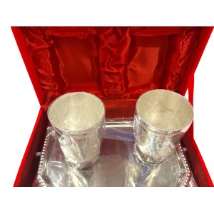 Elegant 2-Piece German Silver Glass Set with Tray