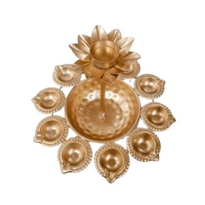 Urli with Lotus Stand in Copper Polish – 10 Inch