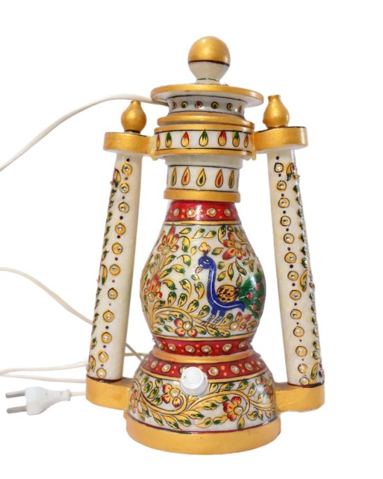 Handmade Rajasthani design marble lamp