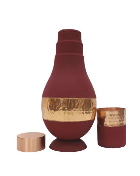 Antique pure copper bed side middle hammer design with inbuilt glass (Color - Red , Material - Silk)