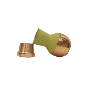 Antique pure copper bed side bottle lower hammer design with inbuilt glass (Colour-Parrot Green , Material-Silk)