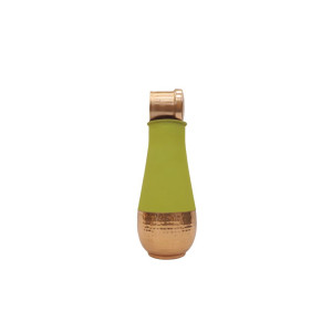 Antique pure copper bed side bottle lower hammer design with inbuilt glass (Colour-Parrot Green , Material-Silk)