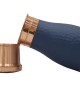 Antique pure copper bed side bottle with inbuilt glass (Colour-Blue  , Material-Silk)