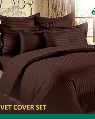 Premium Quality Cotton Duvet Cover Set - Assorted Colors (1 Duvet Cover Double bed size, 1 Flat Sheet King bed size,2 Big Pillow Covers , 2 Medium Pillow Covers, 2 Cushion Covers)