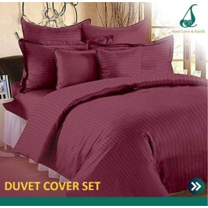 Premium Quality Cotton Duvet Cover Set - Assorted Colors (1 Duvet Cover Double bed size, 1 Flat Sheet King bed size,2 Big Pillow Covers , 2 Medium Pillow Covers, 2 Cushion Covers)