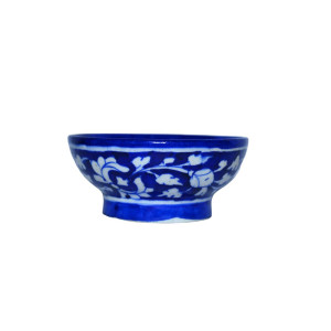 Blue Pottery Printed Bowl , (Size - L*B*H*D=11*11*4*4 Inch) , (Blue)