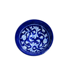 Blue Pottery Printed Bowl , (Size - L*B*H*D=11*11*4*4 Inch) , (Blue)