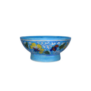 Blue Pottery Printed Bowl , (Size - L*B*H*D=22*22*9*8 Inch) , (Light Blue)