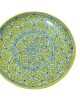 Blue Pottery Printed Plate Round (Size Diameter 10 Inch) , (Yellow)