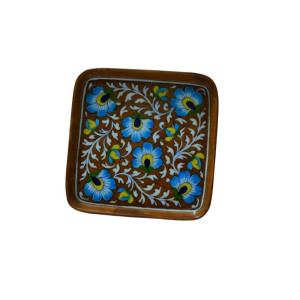 Blue Pottery Printed  Tray  (Size - L*B= 10*10 Inch) , (Brown)