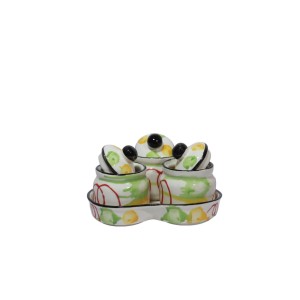 Ceramic Pickle Jar with Lid & Holding Tray (Set of 3)