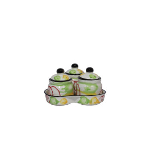Ceramic Pickle Jar with Lid & Holding Tray (Set of 3)