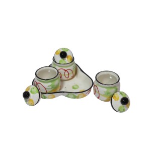 Ceramic Pickle Jar with Lid & Holding Tray (Set of 3)