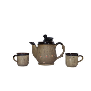 Ceramic designer kettle and Set of 2 cups