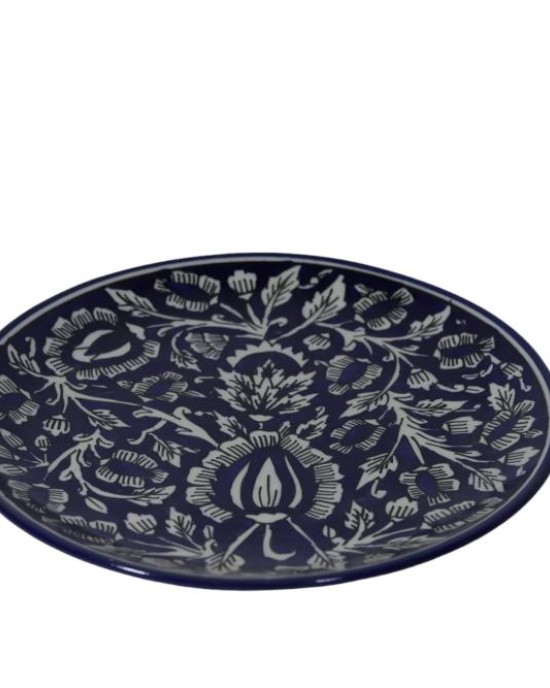 Ceramic Handmade Plate Blue Mughal Design (Set of 1)