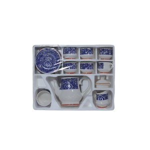 Ceramic tea cup set with kettle , Saucer & seving cup (6 cups , 1 kettle , 6 saucer , 1 milk pot, 1 sugar bowl )