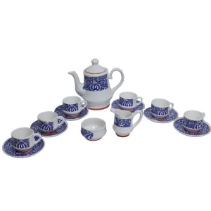 Ceramic tea cup set with kettle , Saucer & seving cup (6 cups , 1 kettle , 6 saucer , 1 milk pot, 1 sugar bowl )