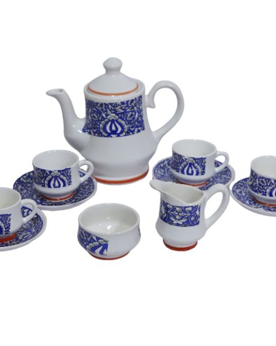 Ceramic tea cup set with kettle , Saucer & seving cup (6 cups , 1 kettle , 6 saucer , 1 milk pot, 1 sugar bowl )