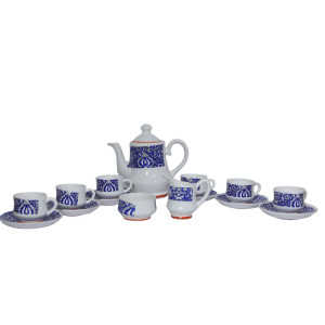 Ceramic tea cup set with kettle , Saucer & seving cup (6 cups , 1 kettle , 6 saucer , 1 milk pot, 1 sugar bowl )