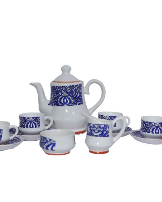 Ceramic tea cup set with kettle , Saucer & seving cup (6 cups , 1 kettle , 6 saucer , 1 milk pot, 1 sugar bowl )