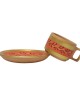 Clay cup with saucer set of 6 (orange)