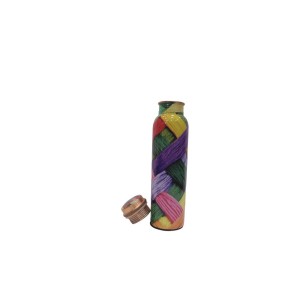 Copper Bottle with Colorful Wool Thread Design
