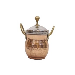 Copper Serving Bowl with Handle and Glass Lid