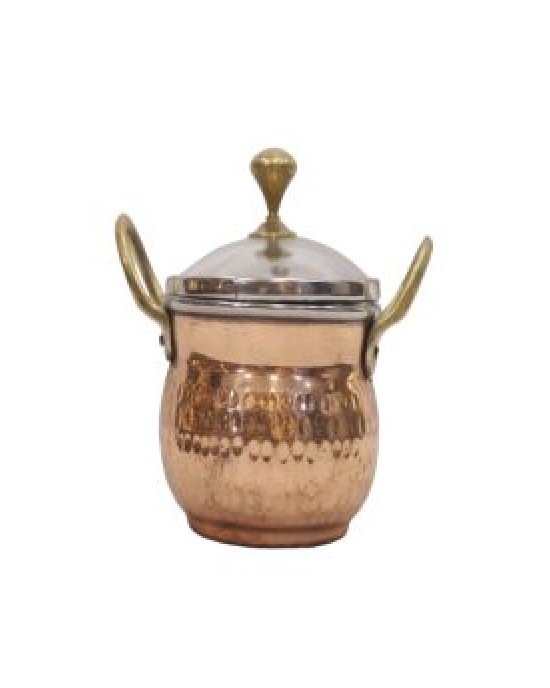Copper Serving Bowl with Handle and Glass Lid