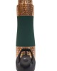 Pure Copper Water Sipper with matt finish, top and bottom hammered finish.  Easy hand grip in center with silk finish in Green colour 