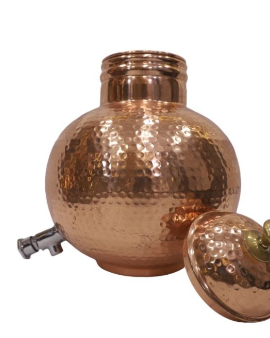 Hammerd pure copper matka pot with lid and tap water dispenser matka shape ( 6L)
