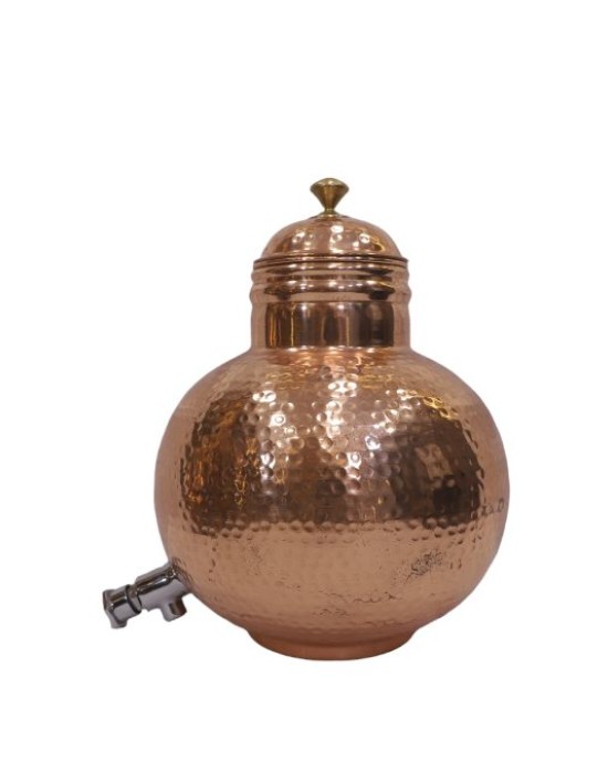 Hammerd pure copper matka pot with lid and tap water dispenser matka shape ( 6L)