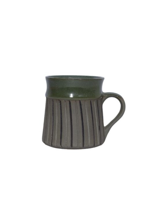 Handmade ceramic mug Set of 2 ( ideal for tea , coffee , milk and  more , power lines , 275 ml )
